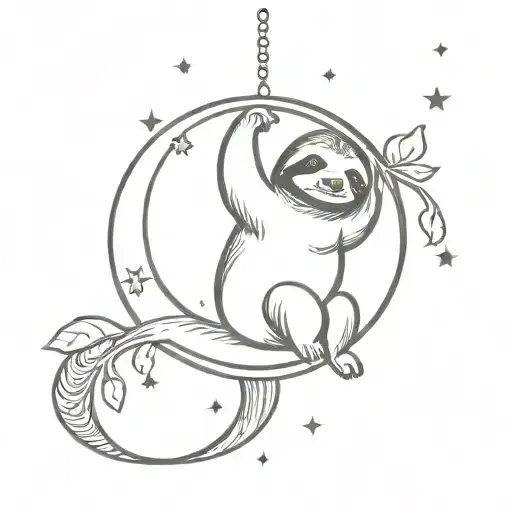 Sloth Hanging From Moon