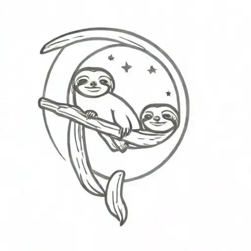 Sloth Holding On To A Moon