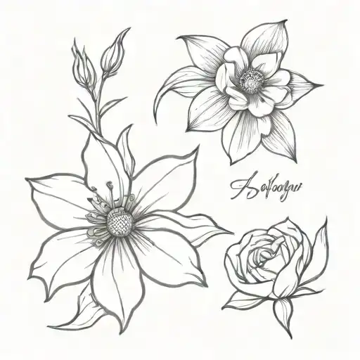 January May July November Birth Flower Bouquet Outline