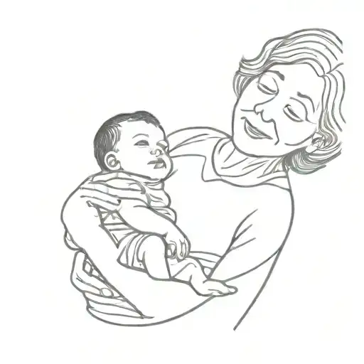 Grandma Holding A Newborn Baby