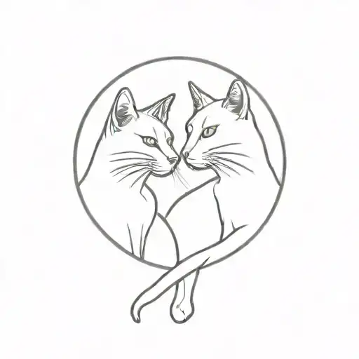 Two Cats Looking At The Moon