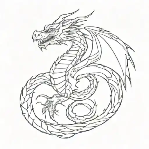 A Minimalist Tattoo Of A Dragon Without Wings