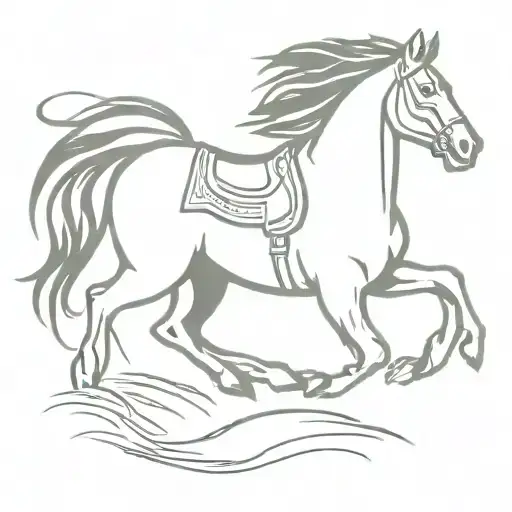 Southwestern Cowboy Running Horse