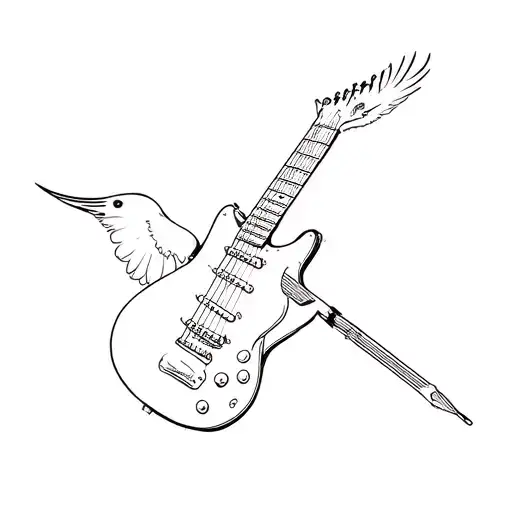 Small Bird Flying Off Electric Guitar