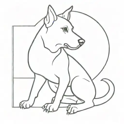 A Minimalist Tattoo Of A Dog Silhouette With The Letter L7 Incorporated Into The Design