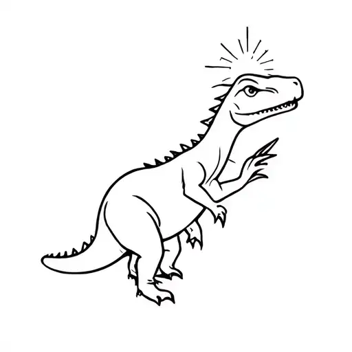 Little Dinosaur Reaching Out And Having A Light In His Palm