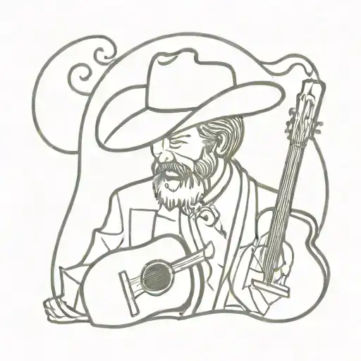 A Minimalist Line Drawing Of Old Country Music