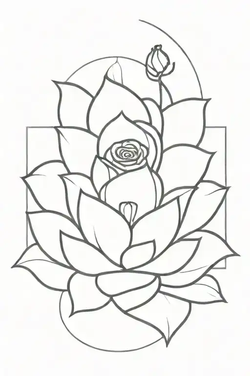 Lotus With Rose And Morning Glory