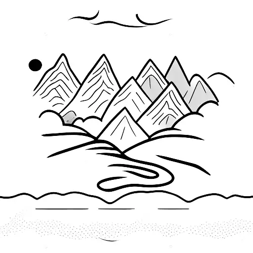 Mountain Scene With Trees And Sun