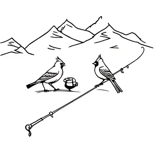 Rv Camping With Two Cardinals And A Fishing Pole