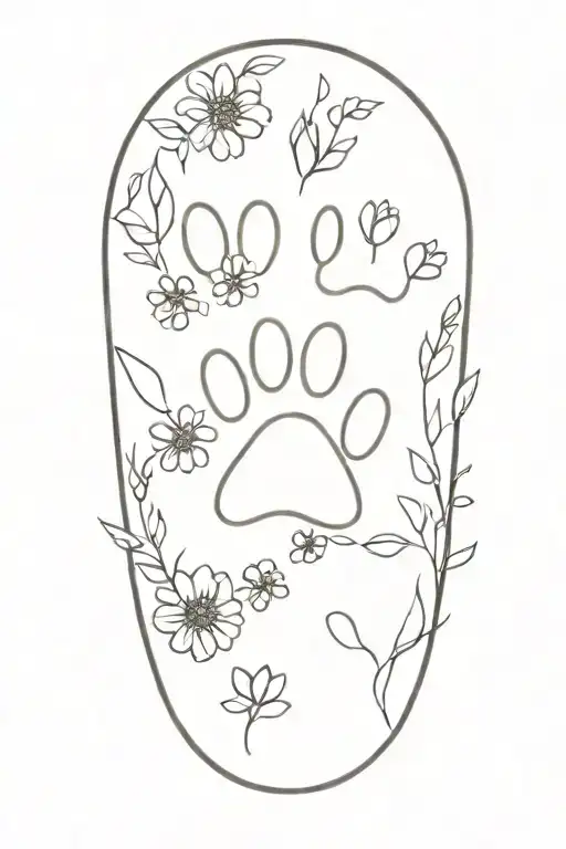 5 Paw Prints And July Flowers Arm Sleeve