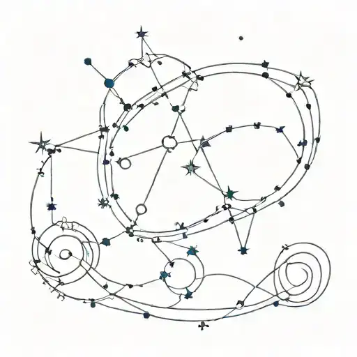 A Constellation Of Aries Zodiac Symbols Intertwined With Stars And Galaxies