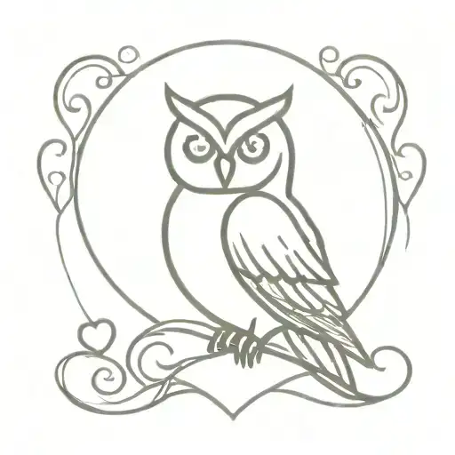 Owl On A Heart Emblem