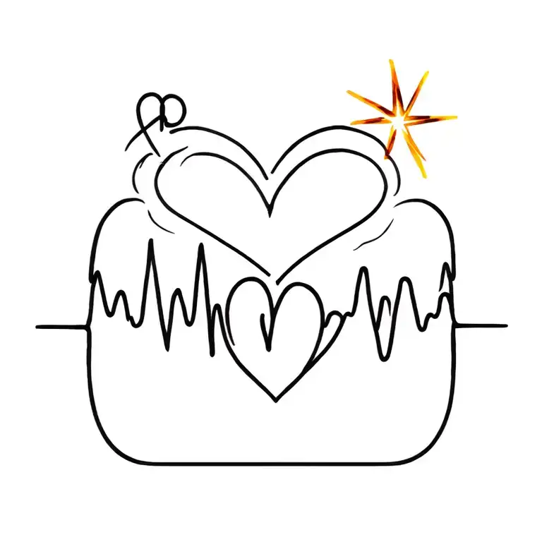 Flowing Sound Wave On The Left Forms Heart-shaped Rings Around A Glowing Star In The Top Right