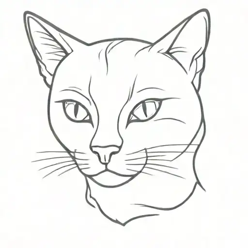 Cat Line Tattoo Design