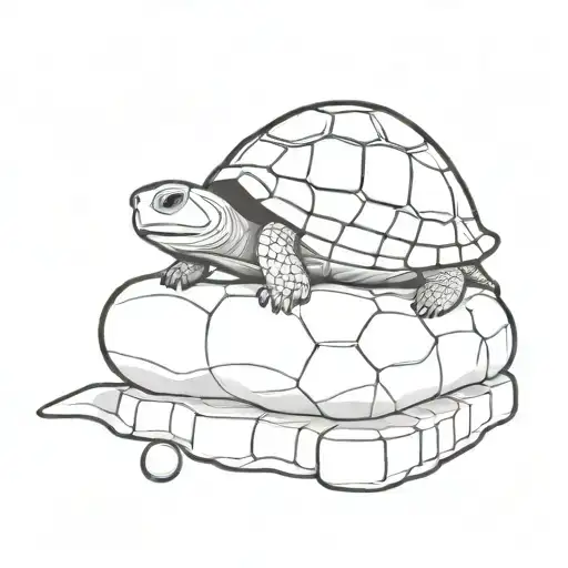 A Minimalist Design Of A Shy Turtle Relaxing On A Chess Board