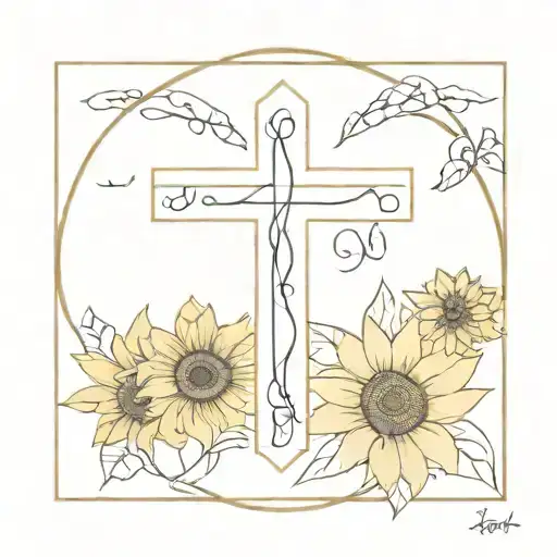 Christian Cross With Sunflowers And Bible Verse