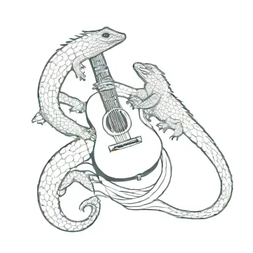 Lizard And Guitar As A Yin Yan