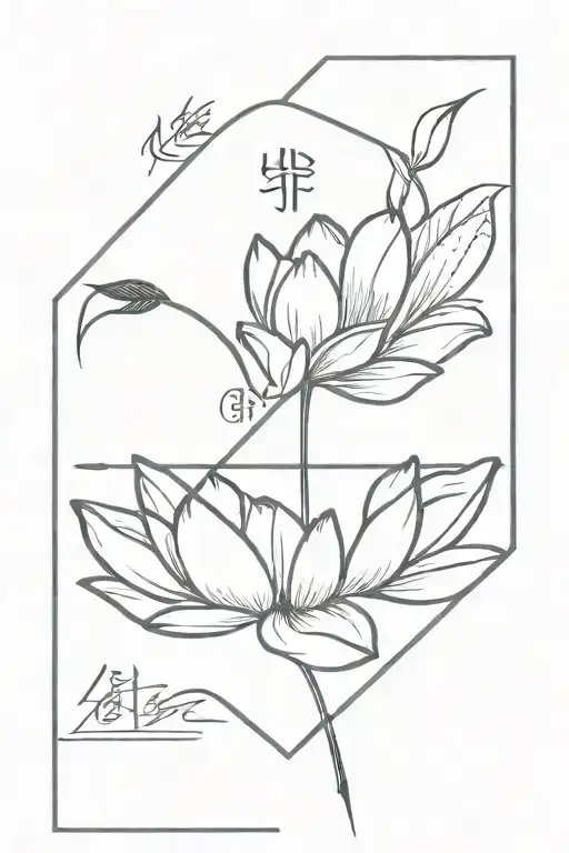 Arrow Piercing Through A Lotus Flower With The Word 'Cultivate' In Chinese Characters
