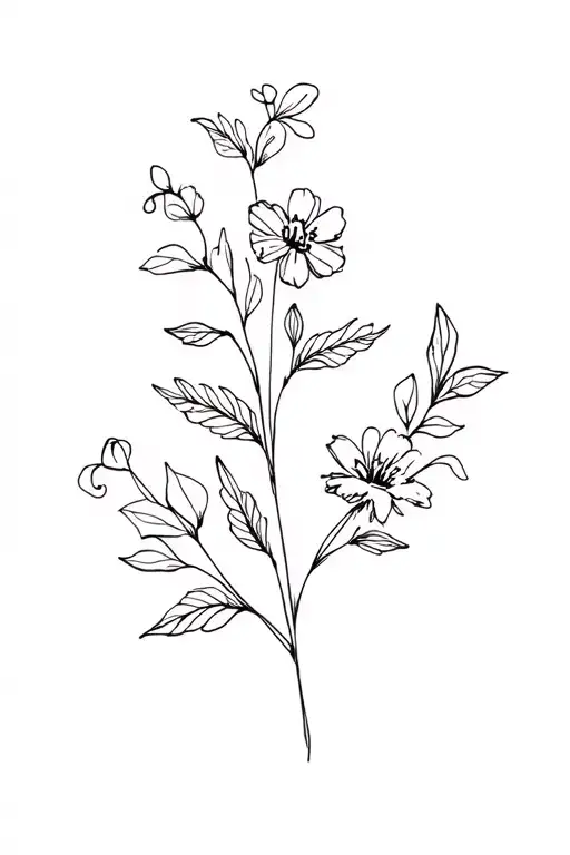 Dainty Tattoo With Flowers