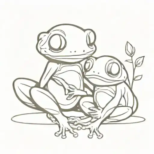 Alien And Frog Being Friends