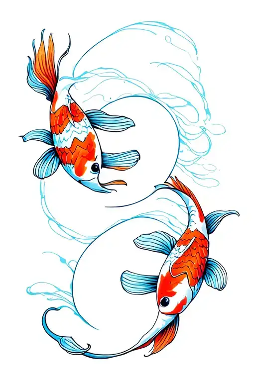 Colorful Koi Fish Yin Yang