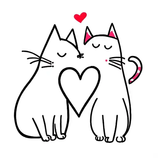 Funny Cats In Love Heart