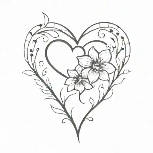 Two Heart Beats That Come Togegher Into A Flower And Has A Leo In It