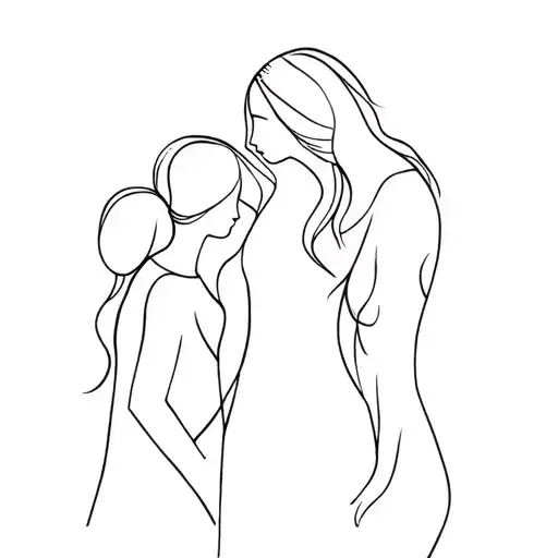 Mother And Two Daughters Minimalist