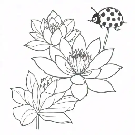 Water Lily And Lady Bug