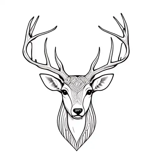 A Deer Head In The Style Of Balkan Embroidery