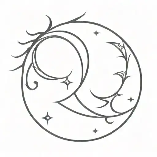 Tribal Sun And Crescent Moon Merging Together