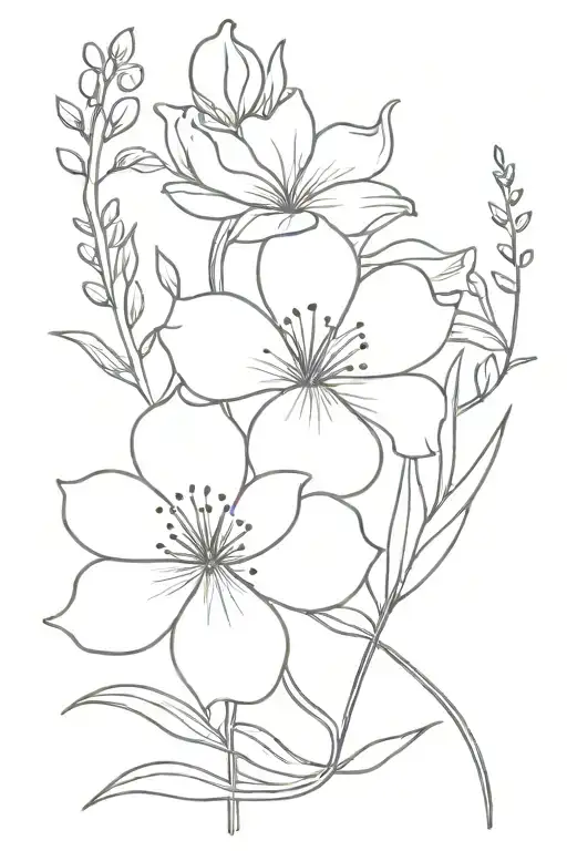 Fine Line Bouquet Of December Birth Flower With Stem