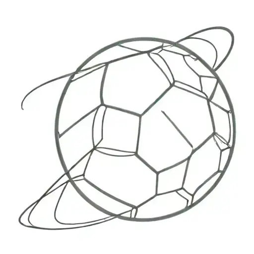 A Minimalist Tattoo Of A Soccer Ball With A Subtle Dragon Motif Intertwined