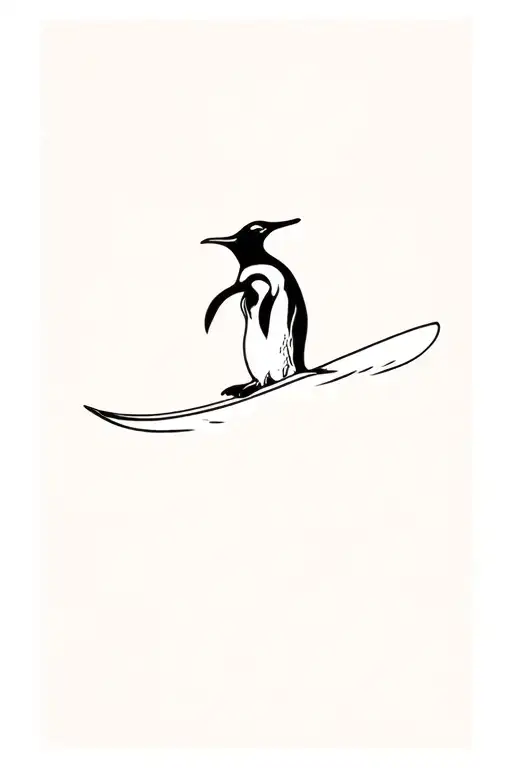 Penguin Surfing Wave