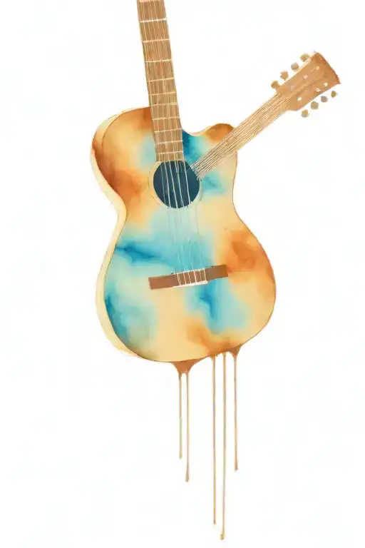 A New-school Design Of A Guitar Made Out Of Coffee Beans With Music Staffs As Strings