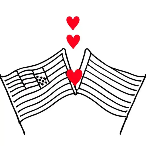 Police Flag With Heart For Couples