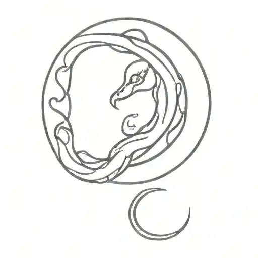 Snake Coiling Around The Moon