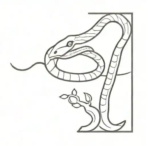 Feminine Snake Wrapping Around The Moon