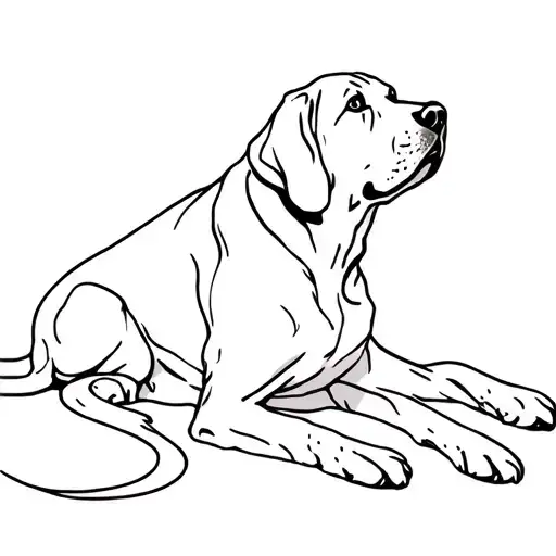 Old Black Labrador Laying Down