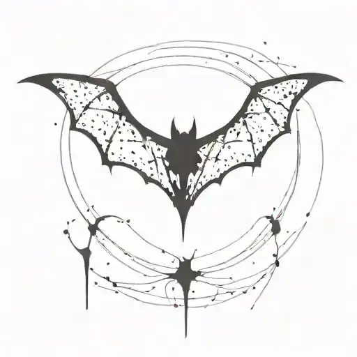 A Minimalist Tattoo Of A Paint Splatter Morphing Into A Gothic Bat Silhouette