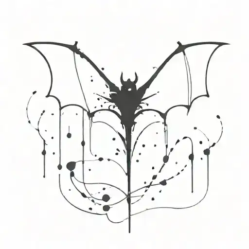 A Minimalist Tattoo Of A Paint Splatter Morphing Into A Gothic Bat Silhouette