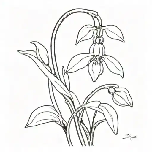 A Minimalist Tattoo Of A Heart-shaped Snowdrop Flower To Symbolize Love And Beauty