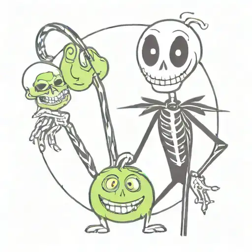 Jack The Skeleton Holding Mike Wazowski