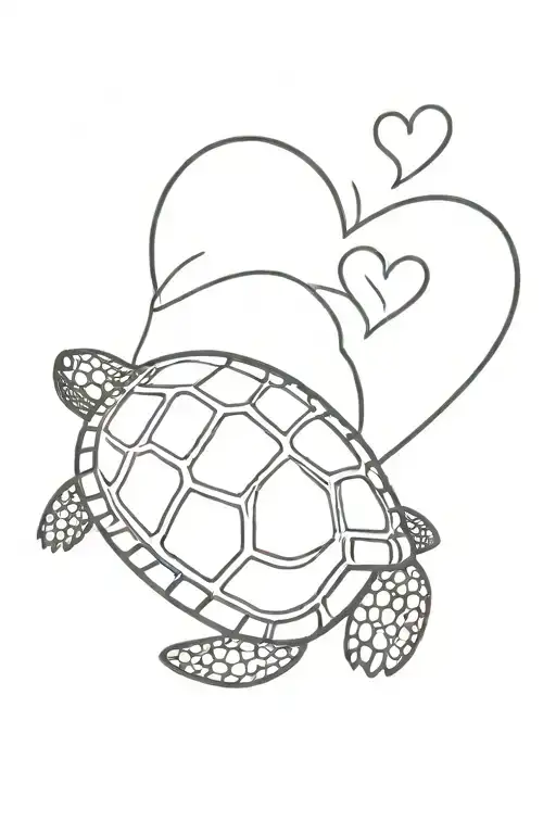 Turtle With Finger Print Heart