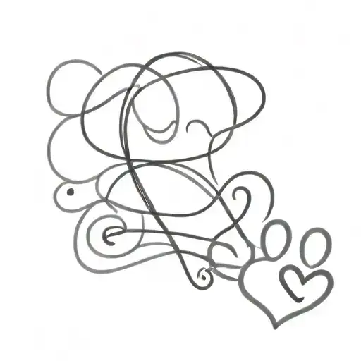 A Letter S In Squiggly Lettering Plus A Heart And A Dog's Paw