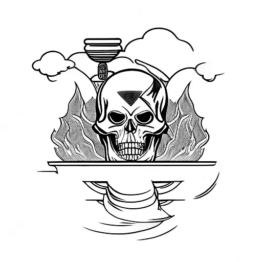 Flaming Skull Riding A Motorbike Through The Mountains While Smoking A Blunt With Buddha