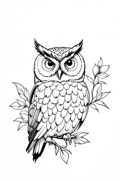 Owl Perched Flower Surrounded