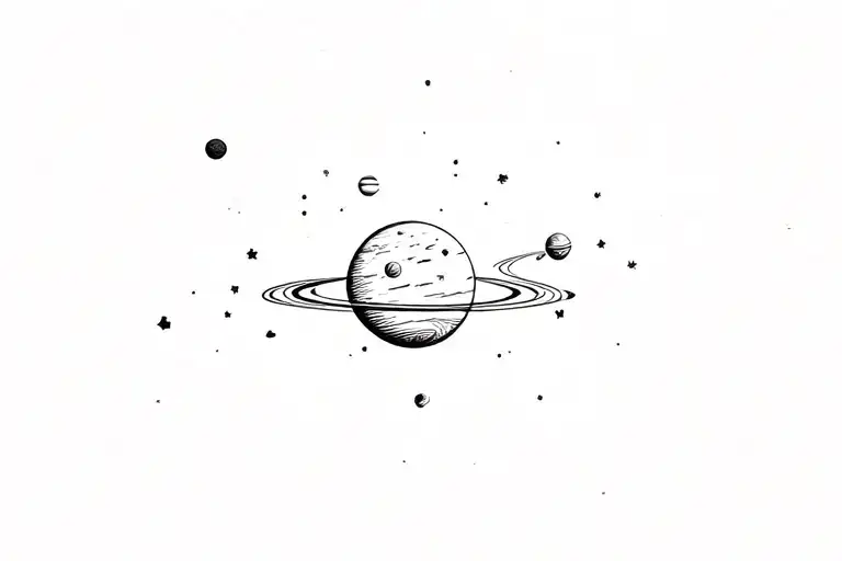 Solar System Planets Line Art