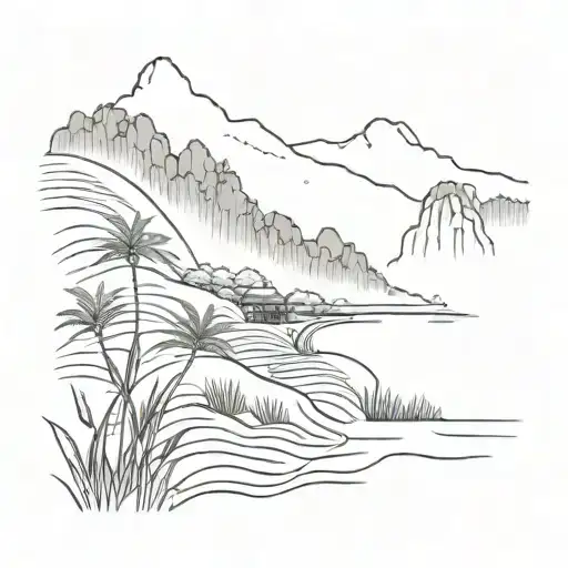 Vietnam Ricefield Mountain Scene